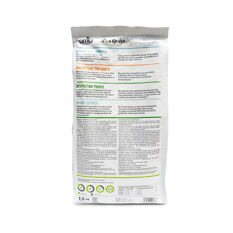 AMI cat food ingredients and nutritional information label